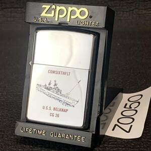 1000円スタート ZIPPO 未使用 ベルナップ ミサイル巡洋艦 アメリカ海軍 COMSIXTHFLT 26 化粧箱有り オイルライター ジッポ 1991年製 Z0050