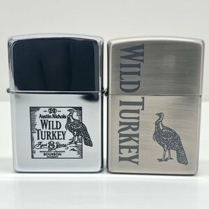 【未使用】WILD TURKEY　ワイルドターキー　ZIPPO　ジッポ2点おまとめ　喫煙具　コレクション　本体のみ　火花確認済み