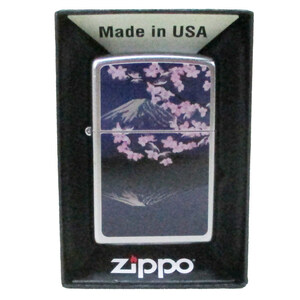 ジッポー オイルライター USA Zippo 和柄シリーズ 富士 桜 SP-KF＆ギフトボックスセット（オイル＋フリント+BOX）/送料無料