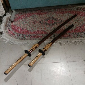 模造刀 刀 刀剣 武具 レプリカ インテリア オブジェ 全長(大)100cm(小) 67cm 当時物 中古 長期保管