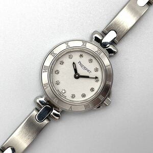 【美品・稼働品】ペキネ ペキニエ PEQUIGNET モーリア ダイヤ シルバー レディース 腕時計 クォーツ