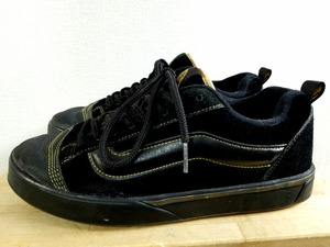 別注 VANS KNUSKOOL バンズ ニュースクール 黒 金 US9ハーフ 27,5cm ベルベット × レザー 