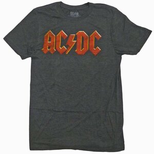 海外正規オフィシャル AC/DC Faded Logo Tee ヴィンテージ加工 ロゴ Tシャツ 半袖 チャコール/L
