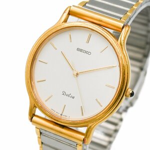 1円 稼働 良品 SEIKO セイコー Dolce ドルチェ 9531-603A 記念刻印あり QZ クオーツ 白文字盤 SS GP コンビ メンズ 腕時計 362220240514