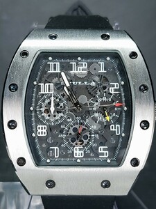 超美品 SYULLA シュラ S3104-WH アナログ クォーツ 腕時計 ブラック クロノグラフ ラバーベルト ステンレス 新品電池交換済み 動作確認済み