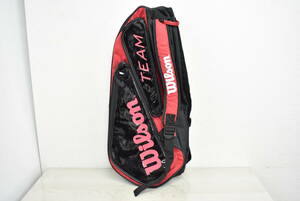 【未使用】 WILSON/ウィルソン テニス バドミントン ラケットバッグ ケース TEAM 6PK BAG WRZ897506 リュック 黒＆赤 1J748