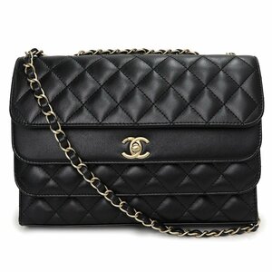 （未使用　展示品）シャネル CHANEL マトラッセ トリプルフラップ チェーン ショルダーバッグ 斜め掛け カーフスキン ブラック 黒 AS0824