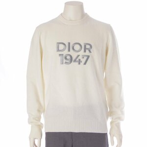 【ディオール】DIOR　メンズ 1947 ロゴ カシミヤ×ウール 長袖 ニット セーター トップス アイボリー M 【中古】【正規品保証】205391