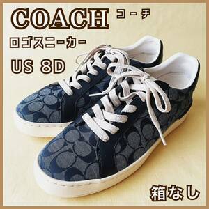 現品限り ブランド古着used COACHコーチ メンズスニーカー サイズ US 8D 約26cm キャンバススニーカー ロゴプリント 箱なし