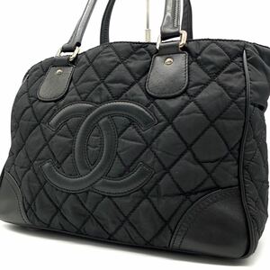 1円●高級品●CHANEL シャネル パリニューヨークトート トートバッグ A4収納 ココマーク キルティング レザー ブラック レディース