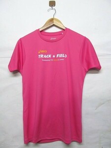 asics アシックス ランニング Tシャツ レディース 桃 b16845