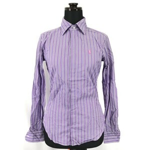 RALPH LAUREN★長袖シャツ/ブラウス【0　women’s size -XS/紫/purple/ストライプ】正規代理店タグ/Tops/Shirts◆BH126