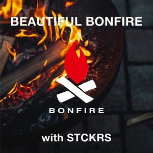 送料無料◆BONFIRE ボンファイア 焚火カッティングステッカー◆ホワイトレッド｜20×14.8cm｜超防水 UVカット 屋外使用可【C001】