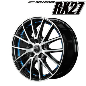 MID シュナイダー RX27 (ブラックメタリックポリッシュ＋アンダーカットブルークリアー) アルミホイール 4本セット 17×7.0J 5H PCD100 +50