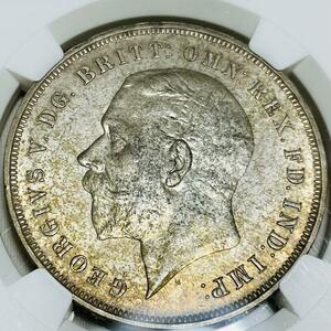 【1935 イギリス ジョージ5世 戴冠25周年記念 1クラウン 銀貨】 NGC UNC DETAILS ジュビリー ロイヤルミント セント・ジョージの竜退治