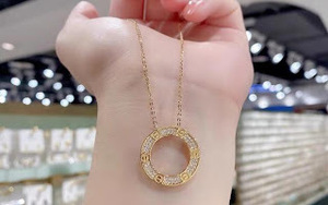 フープネックレス フルダイヤモンドcz ハイエンドモデル gold necklace 18KGP 鍍金 89