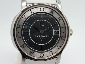 BVLGARI ソロテンポ 腕時計 ST35S D97141 ベルト約16cm 黒文字盤 2針 カレンダー ブルガリ