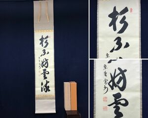 真作/大徳寺/紫野寛州/長谷川寛州/一行書/杉不妨雲流/茶道具/茶掛/禅語//掛軸☆宝船☆AB-857