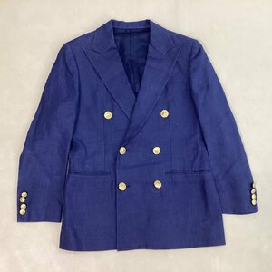 ■良品 90s RALPH LAUREN ラルフローレン 麻 リネン ブレザー 紺ブレ 金ボタン 東京スタイル ヴィンテージ レディース 9 ネイビー/0.62kg■