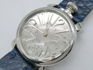 1円◆稼働◆ ガガミラノ マヌアーレ48 シルバー 手巻き メンズ 腕時計 M42702