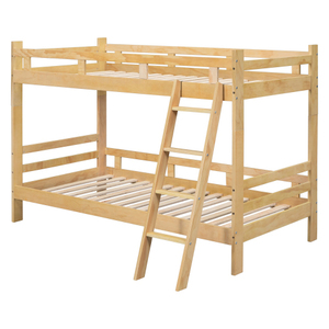 【新作】【ナチュラル】二段ベッド 子供/大人用 ベッド 耐震 頑丈ベッドロータイプ 木製 すのこ 木製ベッド パイン材 社員寮 学生寮 