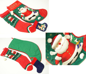 イギリス 購入 クリスマス 靴下 オーナメント 3個 ● サンタクロース/ トナカイ/ スノーマン/ X