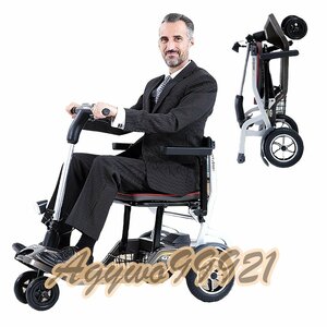 3輪折りたたみ式/折りたたみ電動車椅子ポータブルモビリティスクーター高齢者大人用、軽量折りたたみ式電動ハンドサイクル車椅子