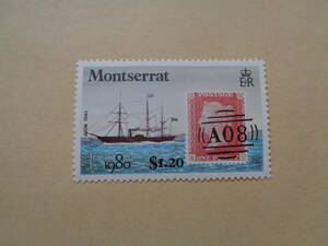 モントセラト切手　1980年　ロンドン1980年切手展・ Avon, 1843, Great Britain stamp #3　HMSエイボン？測量船？　1.20