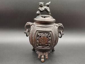 大明宣徳年製 銅製 香炉 茶道具 骨董 古銅 重さ約939g 