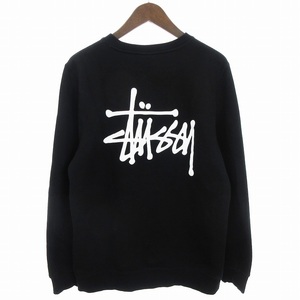 ステューシー STUSSY トレーナー スウェット 裏起毛 ビッグロゴ プリント ブラック 黒 S ■SM1 メンズ