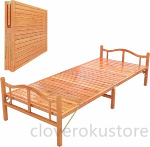 【組立不要】折りたたみベッド 横幅80cm 竹庭 ベッドフレーム 天然竹製 シングル 耐荷重約200kg 通気性・抗菌性高い 茶色