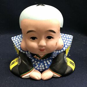 福助 縁起物 置物 昭和レトロ 福助人形 商売繁盛 フクスケ 陶器 人形 土人形