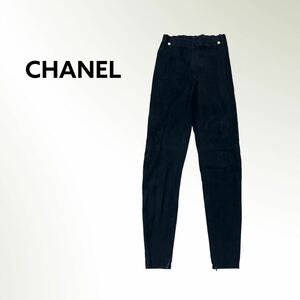 高級 CHANEL シャネル 20ss 2020年春夏モデル P64980C00275 ラムスキン スエード レザー パンツ レディース