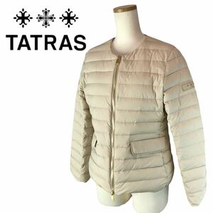 j122 TATRAS タトラス ノーカラー ダウンジャケット ショート丈 ジップアップ ジャケット 03 ハンガー付　ベージュ 正規品 LTAT22A4885