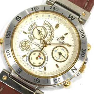 アバロン クロノグラフ クォーツ 腕時計 メンズ ラウンドフェイス 未稼働品 ファッション小物 社外ベルト