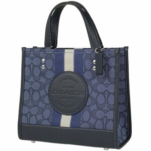 コーチ COACH シグネチャー ハンドバッグ ２WAY ショルダーバッグ ハンドバッグ キャンバス ネイビー C8417 レディース 【中古】