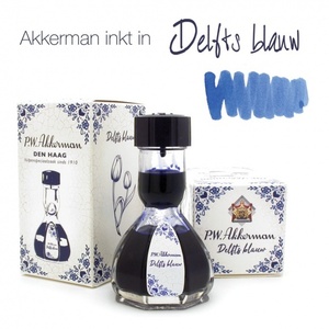 【限定品】■Akkerman アッカーマン 特殊 インク瓶 デルフトブルー オランダ 新品■領収書可 インクポット 万年筆 つけペン ペン軸 ボトル
