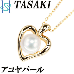 タサキ 田崎真珠 アコヤパール ネックレス 5.3mm K18YG ハート ブランド TASAKI 送料無料 美品 中古 SH105750