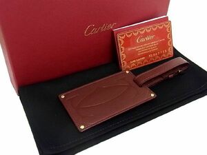 ■新品■未使用■ Cartier カルティエ マストライン レザー ネームタグ バッグチャーム メンズ レディース ボルドー系 AR5737