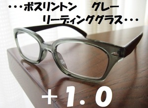 送料無料　タートアーネル風　Ray-Ban　レイバン風　ボスリントン　老眼鏡　+1.0　リーディンググラス　黒×グレー　ウェリントン　新品