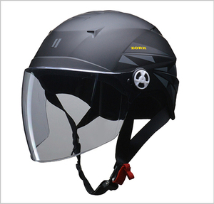 シールド付きハーフヘルメット ZORK（ゾーク）　マットブラック　大きめフリー(60-62cm未満)サイズ　ZORK MBK リード工業