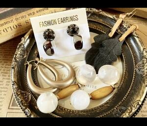 上品 大人系 ピアス セット まとめて シルバー925留め具あり アンティーク 焼物 アクセサリー formal earrings antique accessory F