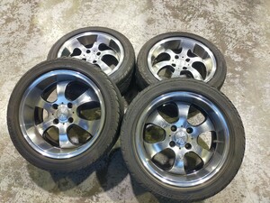 深リム　15インチ　6.5J 　195/50R15　82V　ダンロップ　ROZEST　4本セット　タイヤ　アルミホイール　