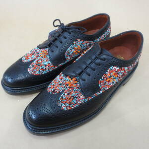 ○ フローシャイム バイ ダッキー ブラウン FLORSHEIM by Duckie Brown USA製 高級品 総ビーズ装飾 ウイングチップ フルブローグ US8.5D