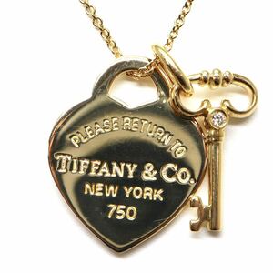 TIFFANY&Co.(ティファニー）◆K18 天然ダイヤモンド付き リターントゥネックレス◆A 約6.2g 約41.0cm diamond necklace jewelry EE6/EE9