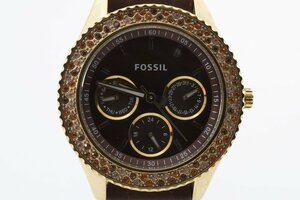 石付き フォッシル ES-2897 クロノグラフ ラウンド ゴールド クォーツ メンズ 腕時計 FOSSIL