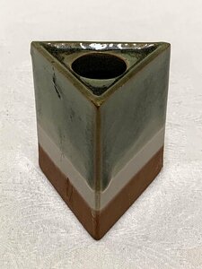 12339/陶器 三角形 香立 キャンドルスタンド アロマキャンドル お香 インセンス アロマテラピー 香道具