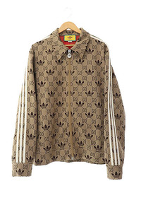 グッチ GUCCI ×adidas アディダス GG トレフォイル ジャケット トラック ジャージ 722998 XJE10 XXL 茶 ブラウン ブランド古着ベクトル ☆