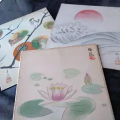 古い日本画色紙