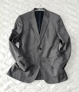 1円〜　美品　ポールスミス　テーラードジャケット　ゼニア　Paul Smith × Ermenegild Zegna　シルク　ストライプ　背抜き　グレー　M